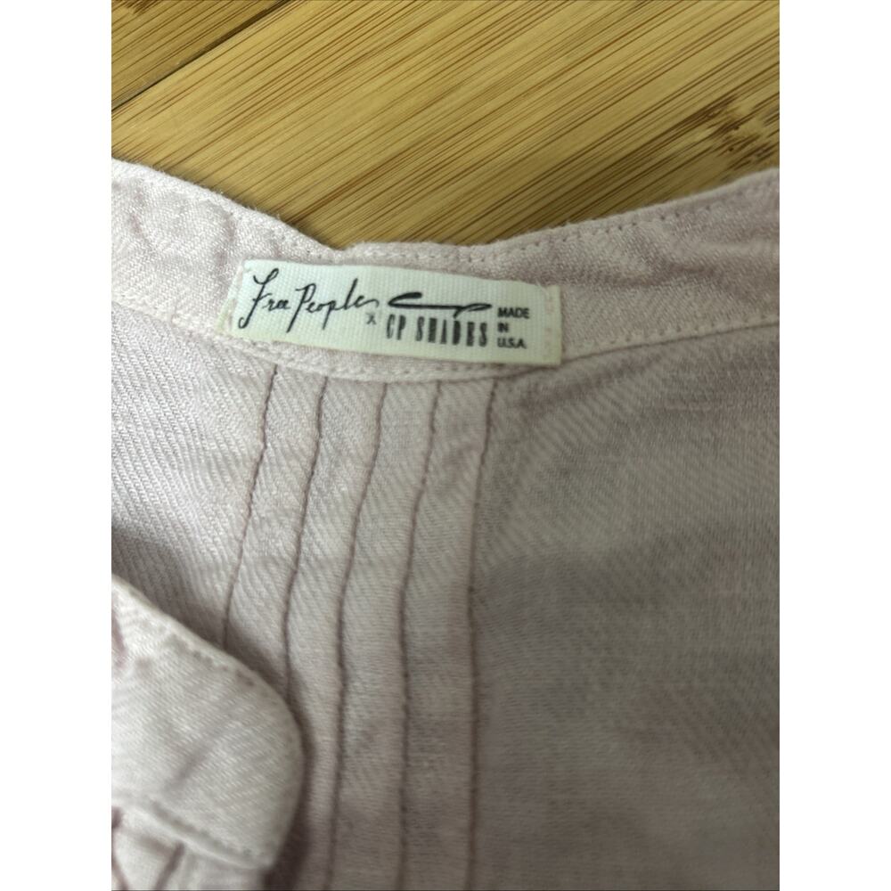 Free People x CP Shades Pink Linen Pintuck Tunic Dress Boho Lagenlook Sz M - Picture 4 of 7